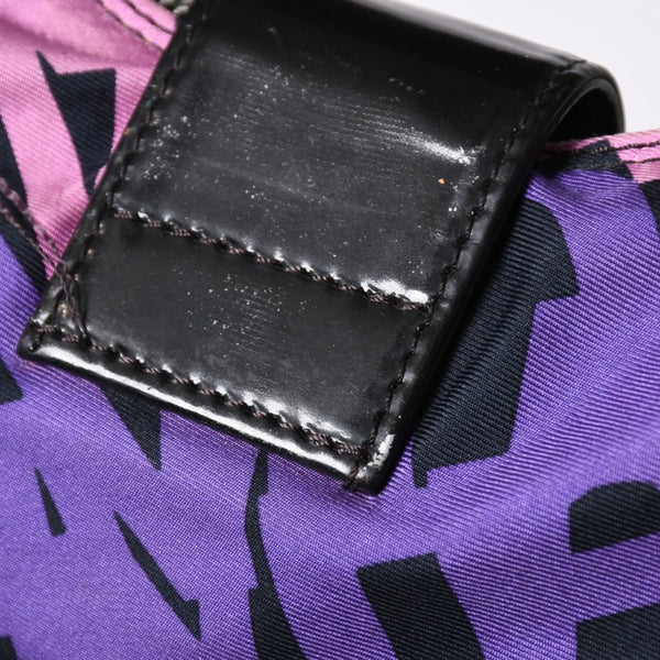 FENDI フェンディ タイポグラフィプリント ハーフムーン ホーボーバッグ クロワッサン ワンショルダー パープル ピンク シルバー金具 美品 中古 4a006959