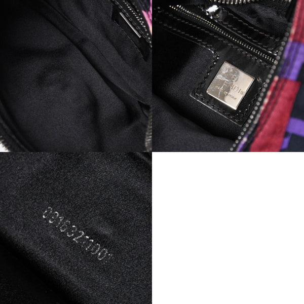 FENDI フェンディ タイポグラフィプリント ハーフムーン ホーボーバッグ クロワッサン ワンショルダー パープル ピンク シルバー金具 美品 中古 4a006959