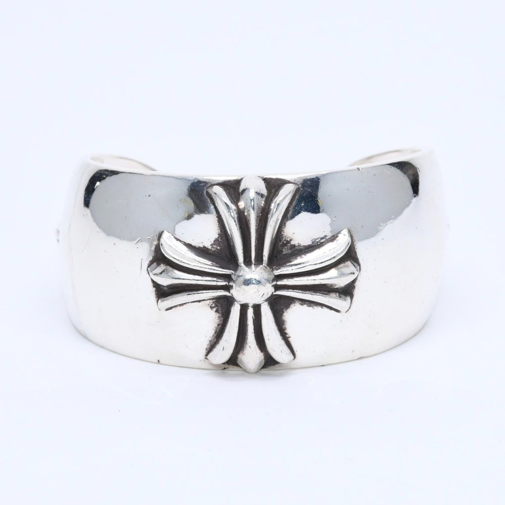 極美品 CHROME HEARTS クロムハーツ BANGLE WIDE CUFF CH PLUS CHプラス ワイドカフ バングル 重量約138.98g シルバー925 中古 4a007130
