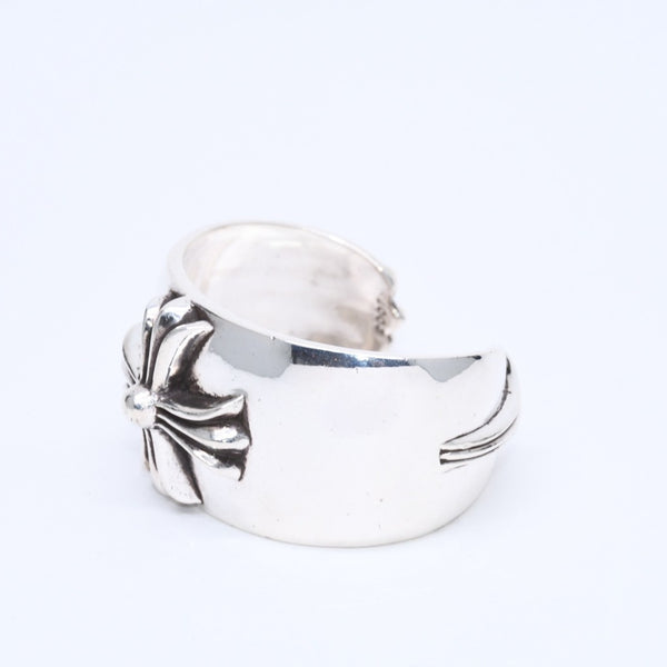 極美品 CHROME HEARTS クロムハーツ BANGLE WIDE CUFF CH PLUS CHプラス ワイドカフ バングル 重量約138.98g シルバー925 中古 4a007130