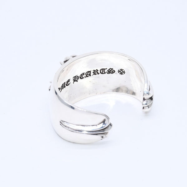 極美品 CHROME HEARTS クロムハーツ BANGLE WIDE CUFF CH PLUS CHプラス ワイドカフ バングル 重量約138.98g シルバー925 中古 4a007130