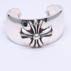 極美品 CHROME HEARTS クロムハーツ BANGLE WIDE CUFF CH PLUS CHプラス ワイドカフ バングル 重量約138.98g シルバー925 中古 4a007130