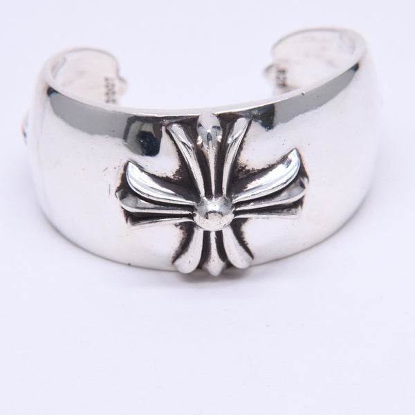極美品 CHROME HEARTS クロムハーツ BANGLE WIDE CUFF CH PLUS CHプラス ワイドカフ バングル 重量約138.98g シルバー925 中古 4a007130