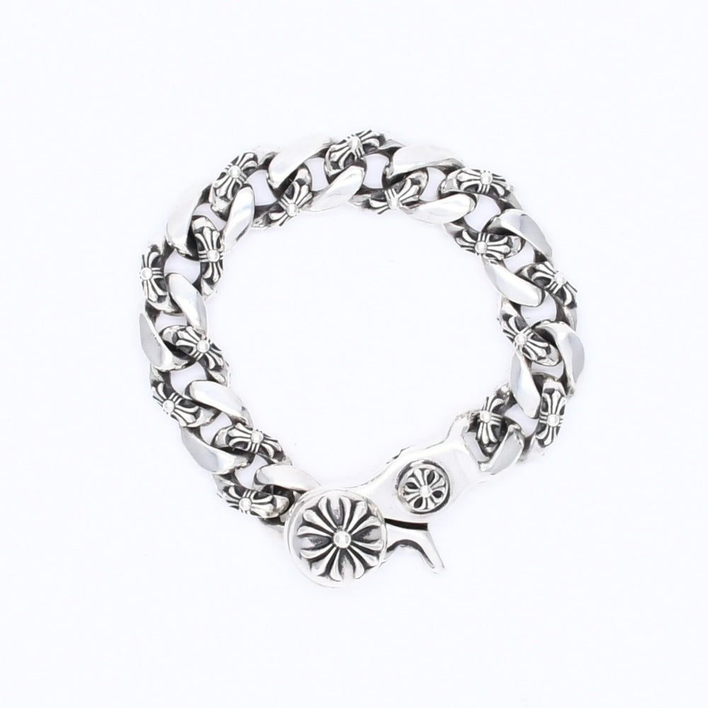 極美品 CHROME HEARTS クロムハーツ FNCY CHN LNK 15LINK ファンシーチェーンリンク クリップ ブレスレット 15リンク 重量約137.25g 中古 4a007125