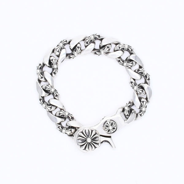 極美品 CHROME HEARTS クロムハーツ FNCY CHN LNK 15LINK ファンシーチェーンリンク クリップ ブレスレット 15リンク 重量約137.25g 中古 4a007125