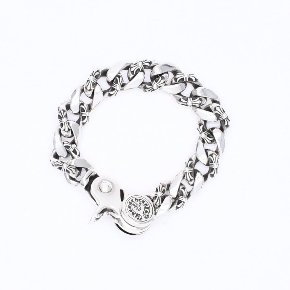 極美品 CHROME HEARTS クロムハーツ FNCY CHN LNK 15LINK ファンシーチェーンリンク クリップ ブレスレット 15リンク 重量約137.25g 中古 4a007125