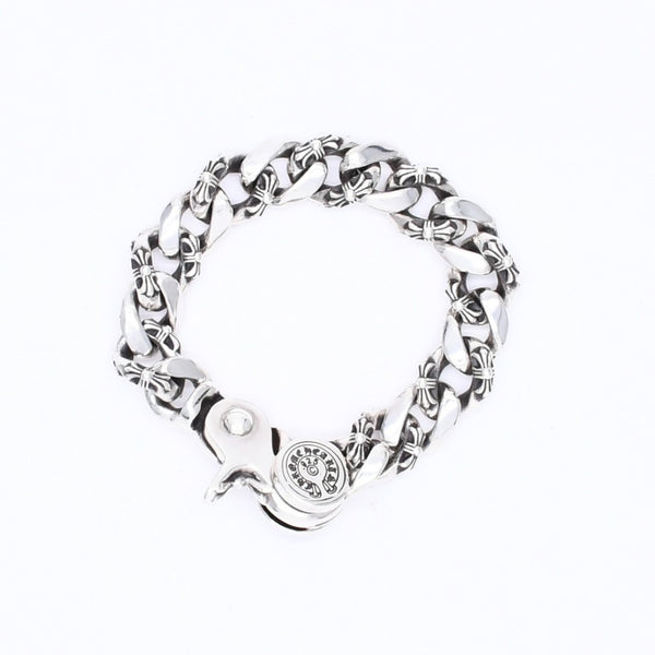 極美品 CHROME HEARTS クロムハーツ FNCY CHN LNK 15LINK ファンシーチェーンリンク クリップ ブレスレット 15リンク 重量約137.25g 中古 4a007125