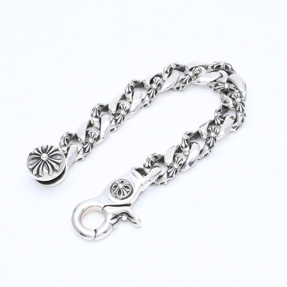 極美品 CHROME HEARTS クロムハーツ FNCY CHN LNK 15LINK ファンシーチェーンリンク クリップ ブレスレット 15リンク 重量約137.25g 中古 4a007125