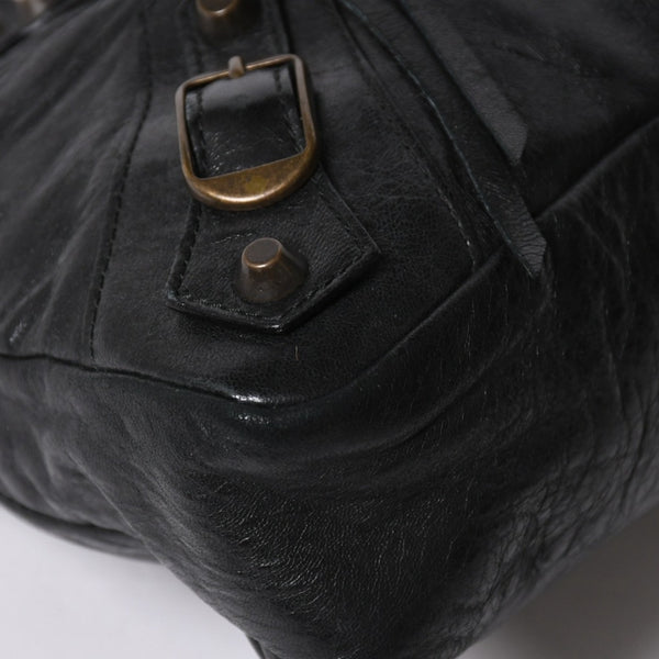 BALENCIAGA バレンシアガ THE FIRST ザ ファースト ハンドバッグ 103208 レザー ブラック アンティークゴールド金具 美品 中古 4a007137