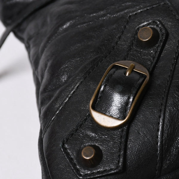 BALENCIAGA バレンシアガ THE FIRST ザ ファースト ハンドバッグ 103208 レザー ブラック アンティークゴールド金具 美品 中古 4a007137