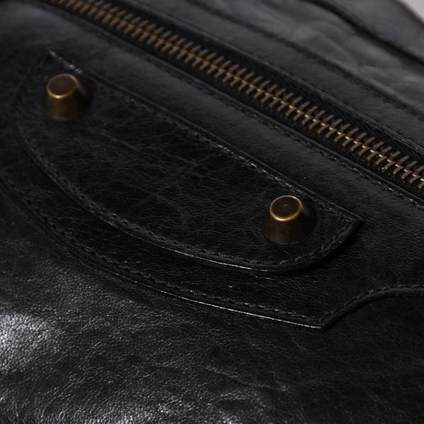 BALENCIAGA バレンシアガ THE FIRST ザ ファースト ハンドバッグ 103208 レザー ブラック アンティークゴールド金具 美品 中古 4a007137