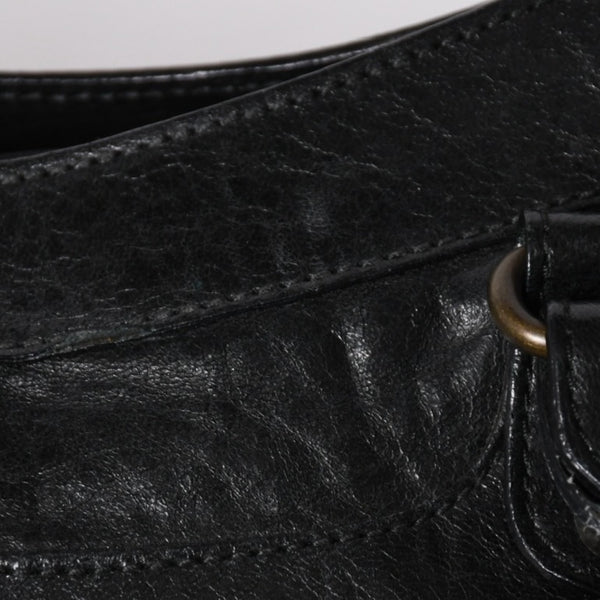 BALENCIAGA バレンシアガ THE FIRST ザ ファースト ハンドバッグ 103208 レザー ブラック アンティークゴールド金具 美品 中古 4a007137