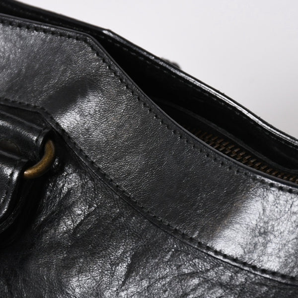 BALENCIAGA バレンシアガ THE FIRST ザ ファースト ハンドバッグ 103208 レザー ブラック アンティークゴールド金具 美品 中古 4a007137