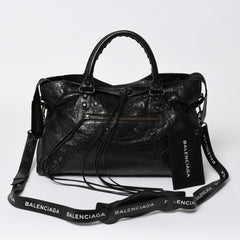 極美品 BALENCIAGA バレンシアガ ハンドバッグ ブラック クラシックシティ ミディアム 505550 シルバー金具 中古 4a007192