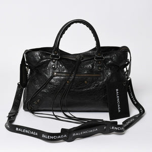 極美品 BALENCIAGA バレンシアガ ハンドバッグ ブラック クラシックシティ ミディアム 505550 シルバー金具 中古 4a007192
