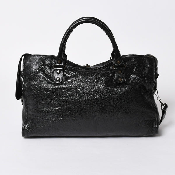 極美品 BALENCIAGA バレンシアガ ハンドバッグ ブラック クラシックシティ ミディアム 505550 シルバー金具 中古 4a007192