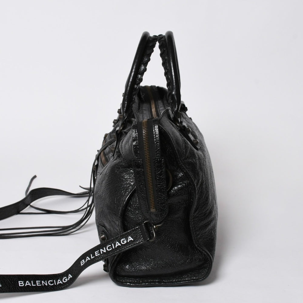 極美品 BALENCIAGA バレンシアガ ハンドバッグ ブラック クラシックシティ ミディアム 505550 シルバー金具 中古 4a007192