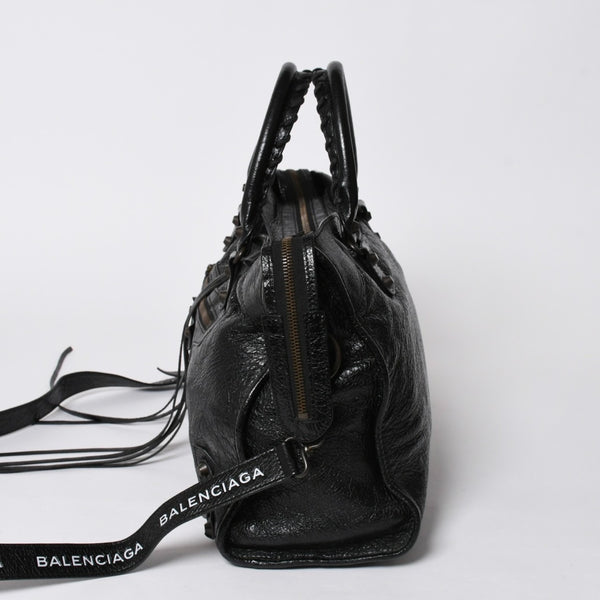 極美品 BALENCIAGA バレンシアガ ハンドバッグ ブラック クラシックシティ ミディアム 505550 シルバー金具 中古 4a007192