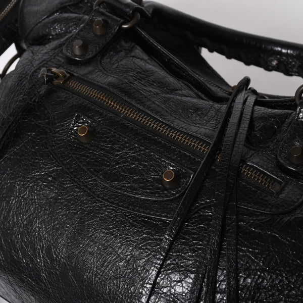 極美品 BALENCIAGA バレンシアガ ハンドバッグ ブラック クラシックシティ ミディアム 505550 シルバー金具 中古 4a007192
