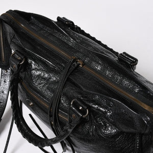 極美品 BALENCIAGA バレンシアガ ハンドバッグ ブラック クラシックシティ ミディアム 505550 シルバー金具 中古 4a007192