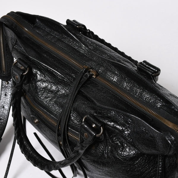 極美品 BALENCIAGA バレンシアガ ハンドバッグ ブラック クラシックシティ ミディアム 505550 シルバー金具 中古 4a007192