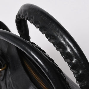 BALENCIAGA バレンシアガ THE FIRST ザ ファースト ハンドバッグ 103208 レザー ブラック アンティークゴールド金具 美品 中古 4a007137