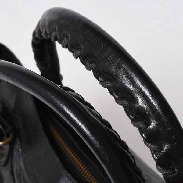BALENCIAGA バレンシアガ THE FIRST ザ ファースト ハンドバッグ 103208 レザー ブラック アンティークゴールド金具 美品 中古 4a007137