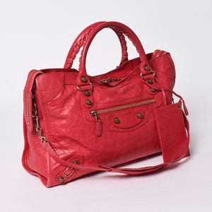 BALENCIAGA バレンシアガ 2WAY ハンドバッグ ショルダーバッグ ジャイアントシティ 281770 ピンク ゴールド金具 美品 中古 4a007183