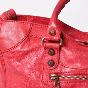 BALENCIAGA バレンシアガ 2WAY ハンドバッグ ショルダーバッグ ジャイアントシティ 281770 ピンク ゴールド金具 美品 中古 4a007183