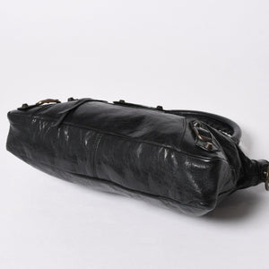 BALENCIAGA バレンシアガ THE FIRST ザ ファースト ハンドバッグ 103208 レザー ブラック アンティークゴールド金具 美品 中古 4a007137