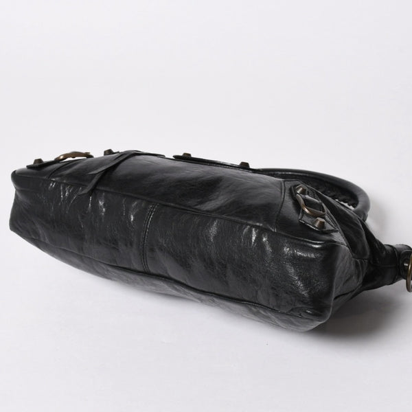 BALENCIAGA バレンシアガ THE FIRST ザ ファースト ハンドバッグ 103208 レザー ブラック アンティークゴールド金具 美品 中古 4a007137