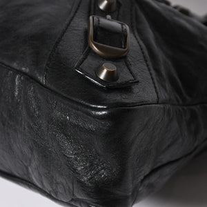BALENCIAGA バレンシアガ THE FIRST ザ ファースト ハンドバッグ 103208 レザー ブラック アンティークゴールド金具 美品 中古 4a007137