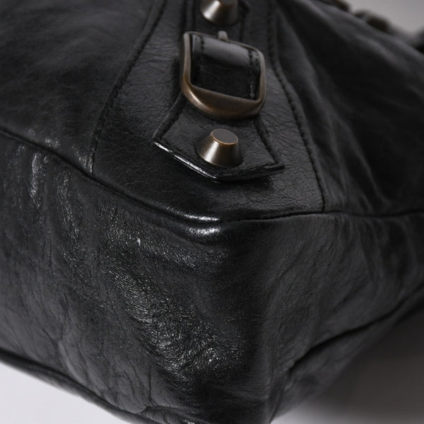 BALENCIAGA バレンシアガ THE FIRST ザ ファースト ハンドバッグ 103208 レザー ブラック アンティークゴールド金具 美品 中古 4a007137