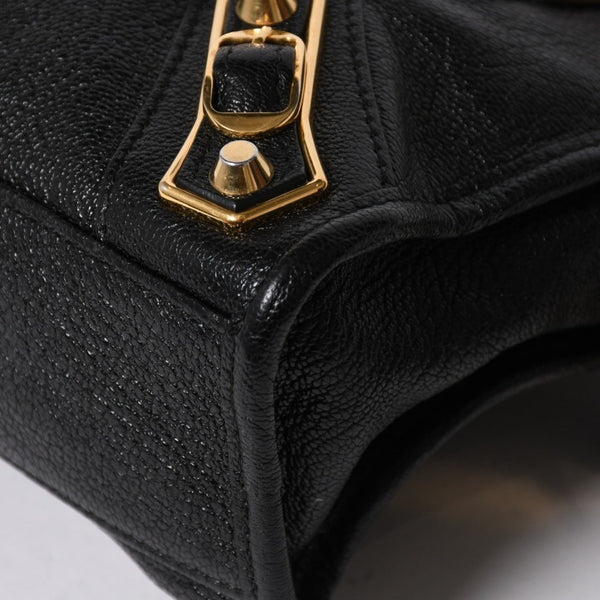 極美品 BALENCIAGA バレンシアガ クラシック メタリック エッジ ミニ シティ 2WAYバッグ 390160 レザー ブラック 中古 4a007139