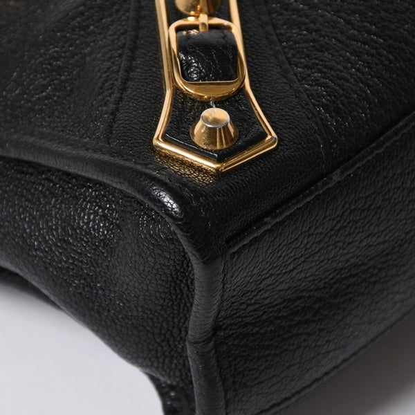 極美品 BALENCIAGA バレンシアガ クラシック メタリック エッジ ミニ シティ 2WAYバッグ 390160 レザー ブラック 中古 4a007139