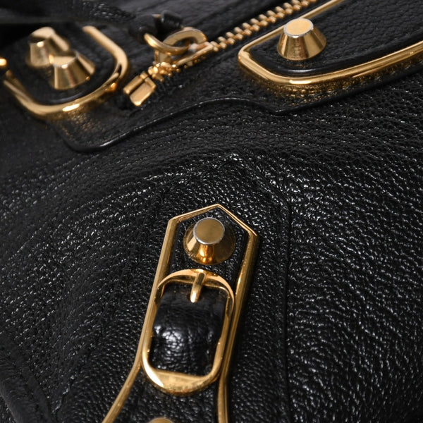極美品 BALENCIAGA バレンシアガ クラシック メタリック エッジ ミニ シティ 2WAYバッグ 390160 レザー ブラック 中古 4a007139