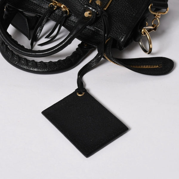 極美品 BALENCIAGA バレンシアガ クラシック メタリック エッジ ミニ シティ 2WAYバッグ 390160 レザー ブラック 中古 4a007139