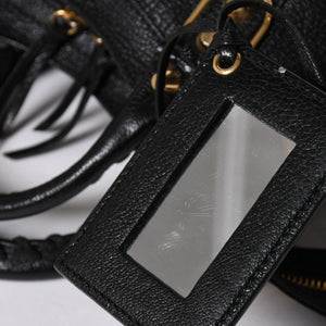 極美品 BALENCIAGA バレンシアガ クラシック メタリック エッジ ミニ シティ 2WAYバッグ 390160 レザー ブラック 中古 4a007139