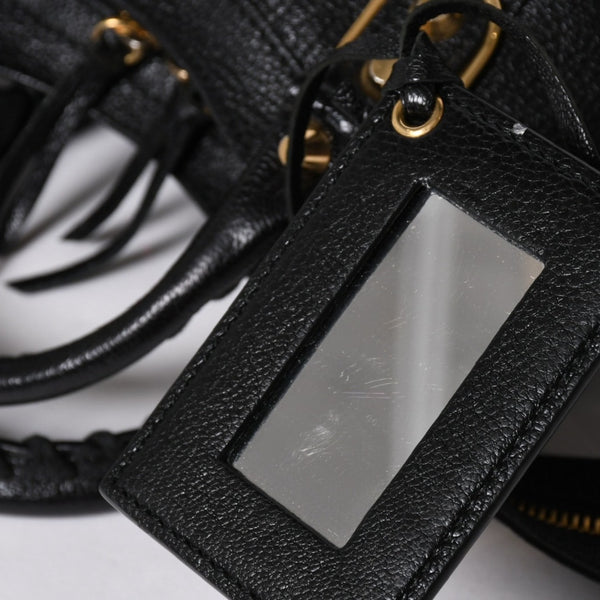 極美品 BALENCIAGA バレンシアガ クラシック メタリック エッジ ミニ シティ 2WAYバッグ 390160 レザー ブラック 中古 4a007139