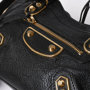 極美品 BALENCIAGA バレンシアガ クラシック メタリック エッジ ミニ シティ 2WAYバッグ 390160 レザー ブラック 中古 4a007139
