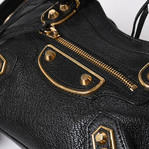 極美品 BALENCIAGA バレンシアガ クラシック メタリック エッジ ミニ シティ 2WAYバッグ 390160 レザー ブラック 中古 4a007139