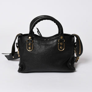 極美品 BALENCIAGA バレンシアガ クラシック メタリック エッジ ミニ シティ 2WAYバッグ 390160 レザー ブラック 中古 4a007139