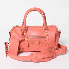 極美品 BALENCIAGA バレンシアガ Classic Mini Twiggy クラシック ミニ ツィギー 2WAYバッグ 331684 レザー ピンク ゴールド金具 中古 4a007138