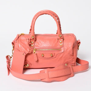 極美品 BALENCIAGA バレンシアガ Classic Mini Twiggy クラシック ミニ ツィギー 2WAYバッグ 331684 レザー ピンク ゴールド金具 中古 4a007138