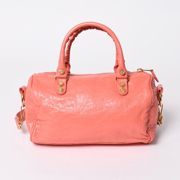 極美品 BALENCIAGA バレンシアガ Classic Mini Twiggy クラシック ミニ ツィギー 2WAYバッグ 331684 レザー ピンク ゴールド金具 中古 4a007138