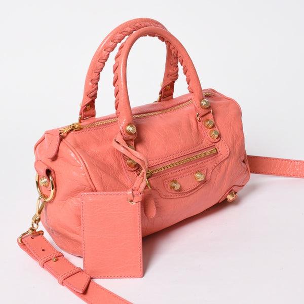 極美品 BALENCIAGA バレンシアガ Classic Mini Twiggy クラシック ミニ ツィギー 2WAYバッグ 331684 レザー ピンク ゴールド金具 中古 4a007138