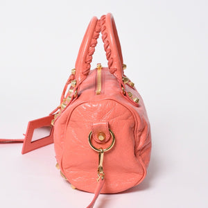 極美品 BALENCIAGA バレンシアガ Classic Mini Twiggy クラシック ミニ ツィギー 2WAYバッグ 331684 レザー ピンク ゴールド金具 中古 4a007138
