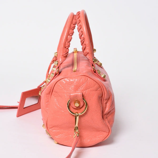 極美品 BALENCIAGA バレンシアガ Classic Mini Twiggy クラシック ミニ ツィギー 2WAYバッグ 331684 レザー ピンク ゴールド金具 中古 4a007138