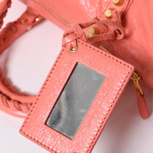 極美品 BALENCIAGA バレンシアガ Classic Mini Twiggy クラシック ミニ ツィギー 2WAYバッグ 331684 レザー ピンク ゴールド金具 中古 4a007138