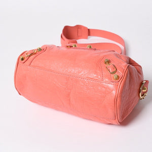 極美品 BALENCIAGA バレンシアガ Classic Mini Twiggy クラシック ミニ ツィギー 2WAYバッグ 331684 レザー ピンク ゴールド金具 中古 4a007138